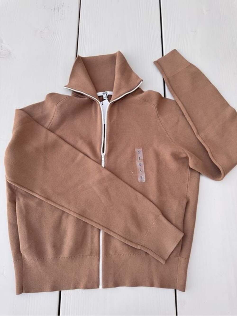 Uniqlo :C women's Milano ribbed full zip cardigan in beige 2026 - Picture 2 of 6